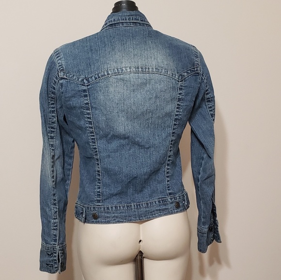 Hydraulic cropped denim jean jacket, Small - Picture 2 of 3